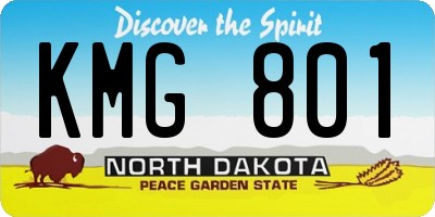 ND license plate KMG801