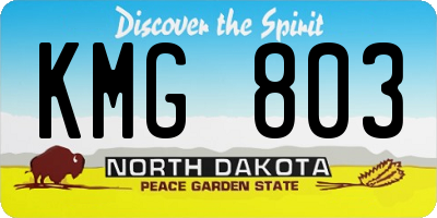 ND license plate KMG803
