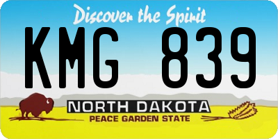 ND license plate KMG839