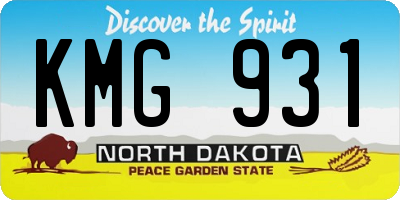 ND license plate KMG931