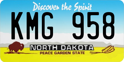 ND license plate KMG958