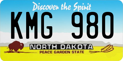 ND license plate KMG980