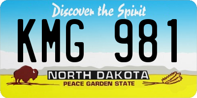 ND license plate KMG981