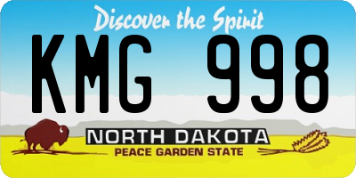 ND license plate KMG998