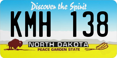 ND license plate KMH138