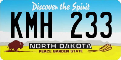 ND license plate KMH233