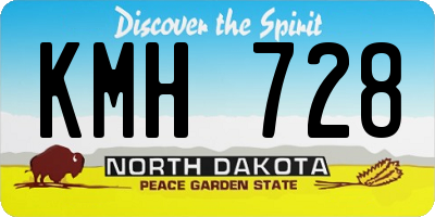 ND license plate KMH728