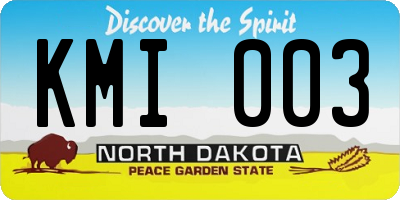 ND license plate KMI003