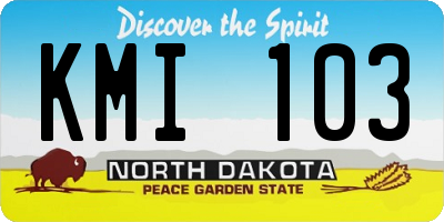 ND license plate KMI103