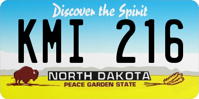 ND license plate KMI216
