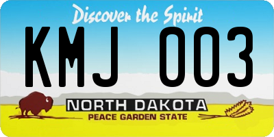 ND license plate KMJ003