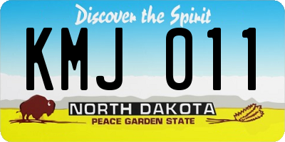 ND license plate KMJ011