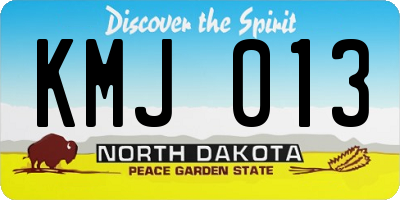 ND license plate KMJ013