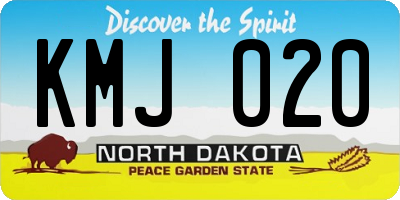 ND license plate KMJ020