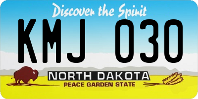 ND license plate KMJ030