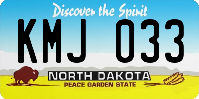 ND license plate KMJ033