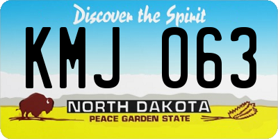 ND license plate KMJ063