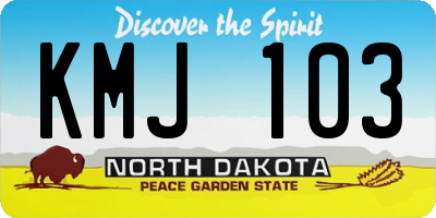 ND license plate KMJ103