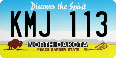 ND license plate KMJ113