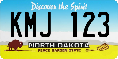 ND license plate KMJ123