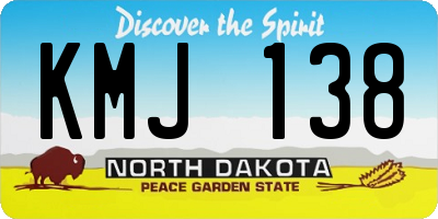 ND license plate KMJ138