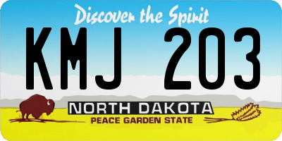 ND license plate KMJ203