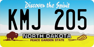 ND license plate KMJ205
