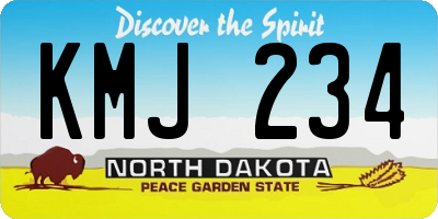 ND license plate KMJ234