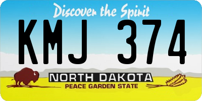 ND license plate KMJ374