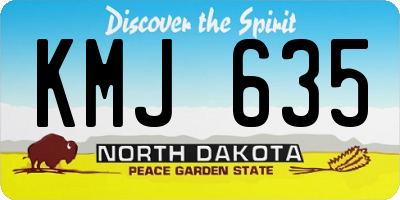 ND license plate KMJ635
