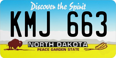 ND license plate KMJ663