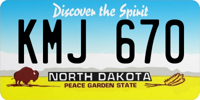 ND license plate KMJ670