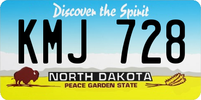 ND license plate KMJ728