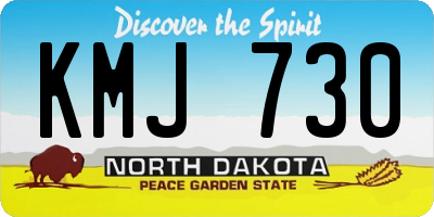ND license plate KMJ730