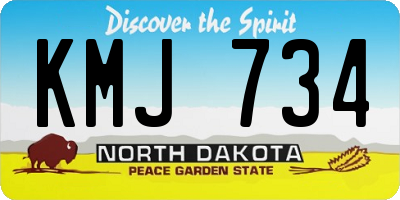 ND license plate KMJ734