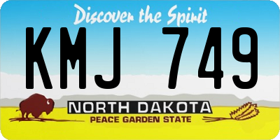 ND license plate KMJ749