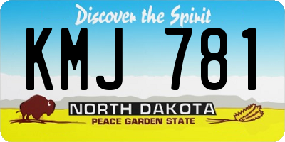 ND license plate KMJ781