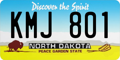 ND license plate KMJ801