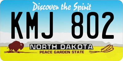 ND license plate KMJ802