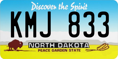 ND license plate KMJ833