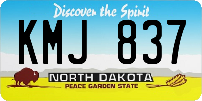 ND license plate KMJ837