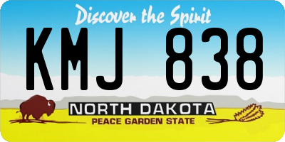 ND license plate KMJ838