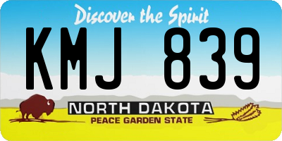 ND license plate KMJ839