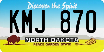 ND license plate KMJ870