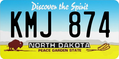 ND license plate KMJ874
