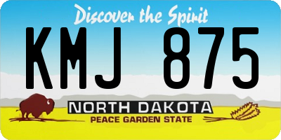 ND license plate KMJ875