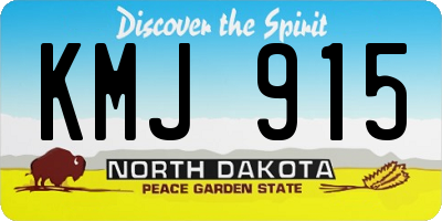 ND license plate KMJ915