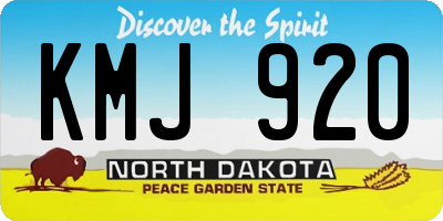 ND license plate KMJ920