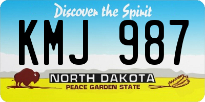 ND license plate KMJ987