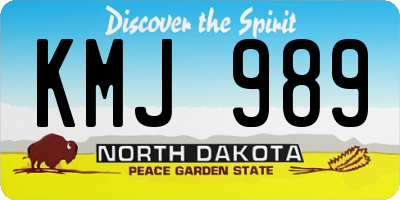 ND license plate KMJ989